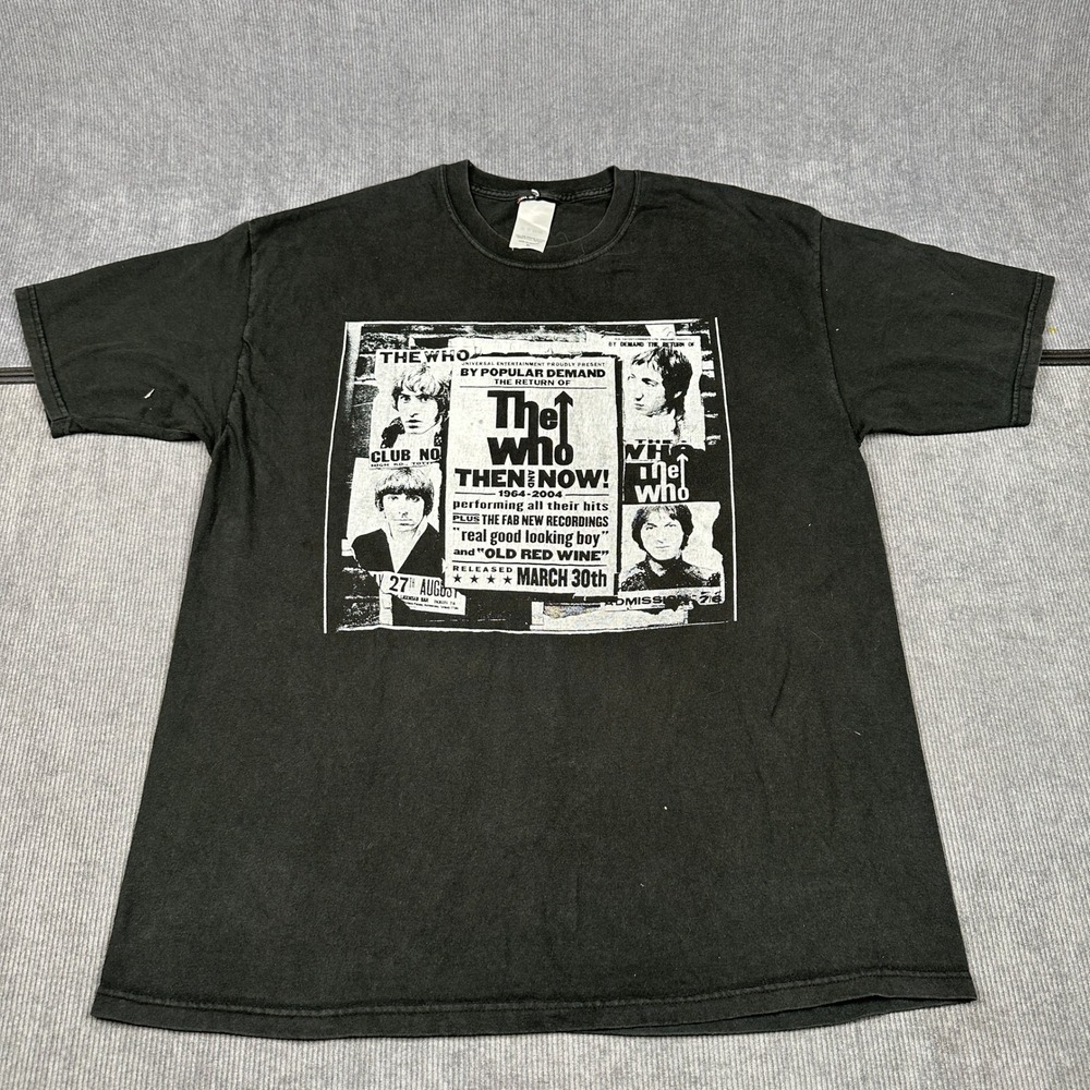 Vintage The Who Then and Now 1964-2004 Band T-Shirt Mens XL Black Graphic Tee